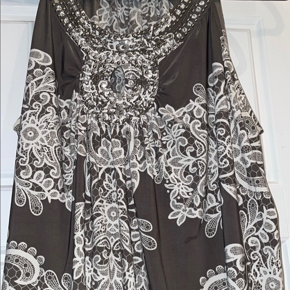 INC International Concepts Embellished Black and White Tank Top - Picture 5 of 8